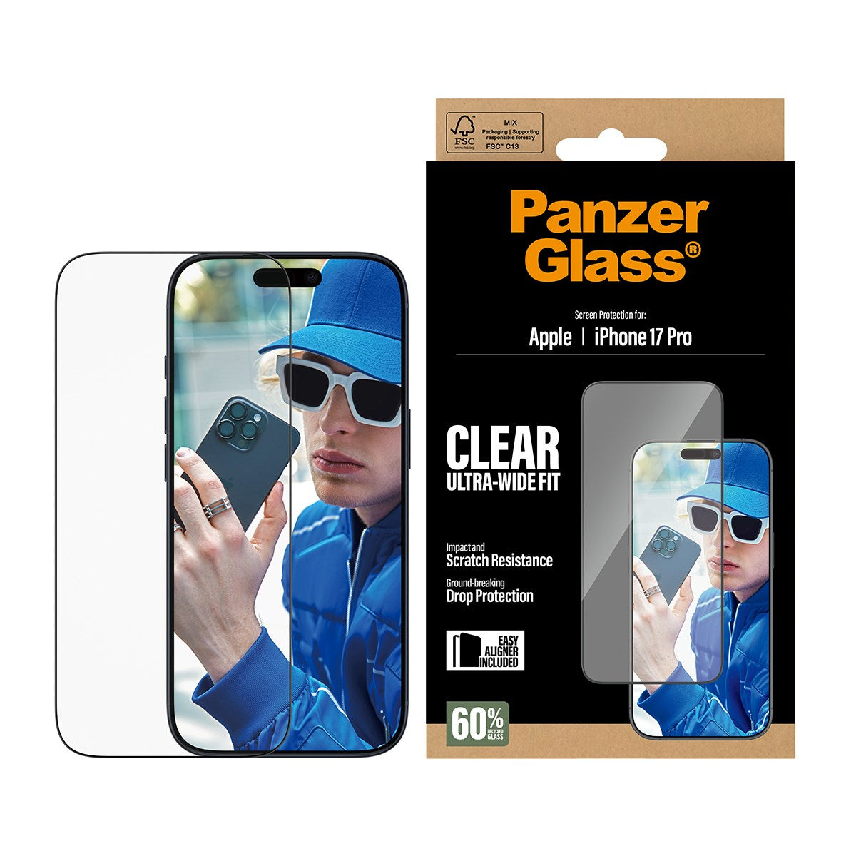PanzerGlass® Screen Protector iPhone 17 Pro | Ultra-Wide Fit w. EasyAligner